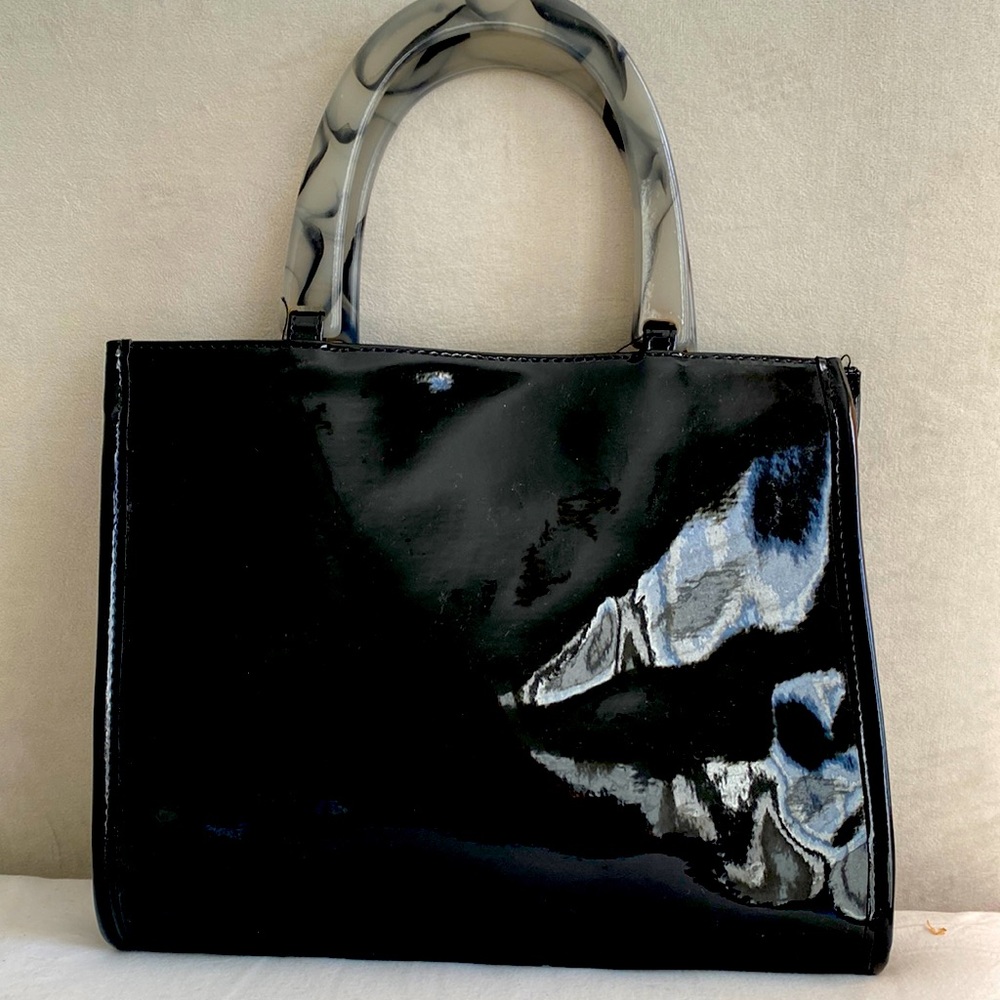 Black patented Leather Neiman Marcus Handbag